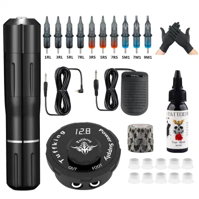 Tuffking kit de máquina de tatuagem, caneta foguete, conjuntos de armas de tatuagem, maquiagem permanente, acessórios para arte corporal, fornecimento de tatuagem