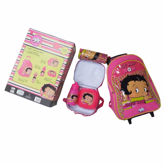 Exibição personalizada Supermercado Desenhos animados Ombro funcional Papelaria Meninas Estudantes Crianças Rolando Rodas Carrinho Caneta Lápis Estojo Refrigerador Almoço Bolsas Escolares de Volta