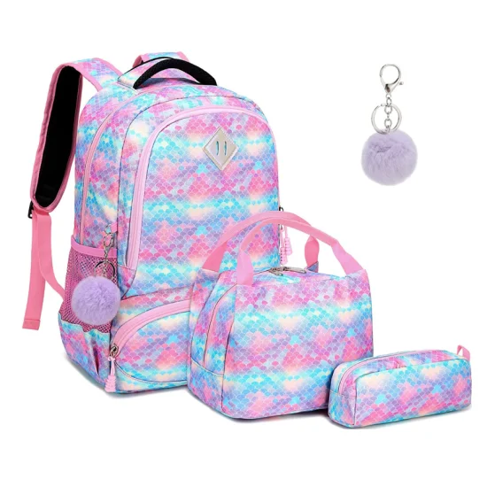 Conjunto de mochila elegante para meninas adolescentes, mochila escolar infantil com sacola de almoço, estojo de lápis, mochila escolar de unicórnio